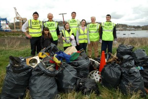 Participants in the clean-up of Blackrock Pier