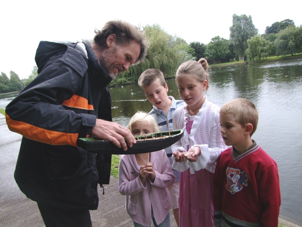 Padraig Dineen, Meitheal Mara shows a model boat at launch