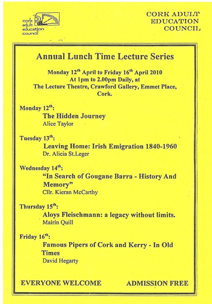 Cork Adult Education Council Annual Lunchtime Series