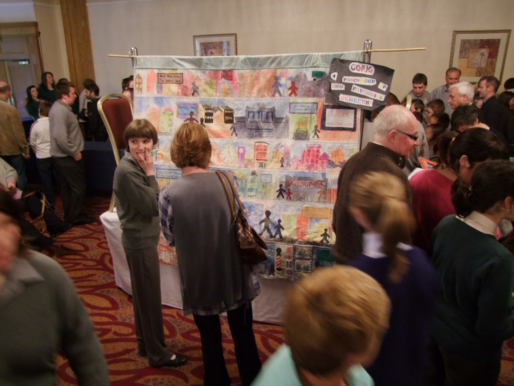 539a. View of creative quilt depicting the streets of Cork by students of Scoil Bernadette