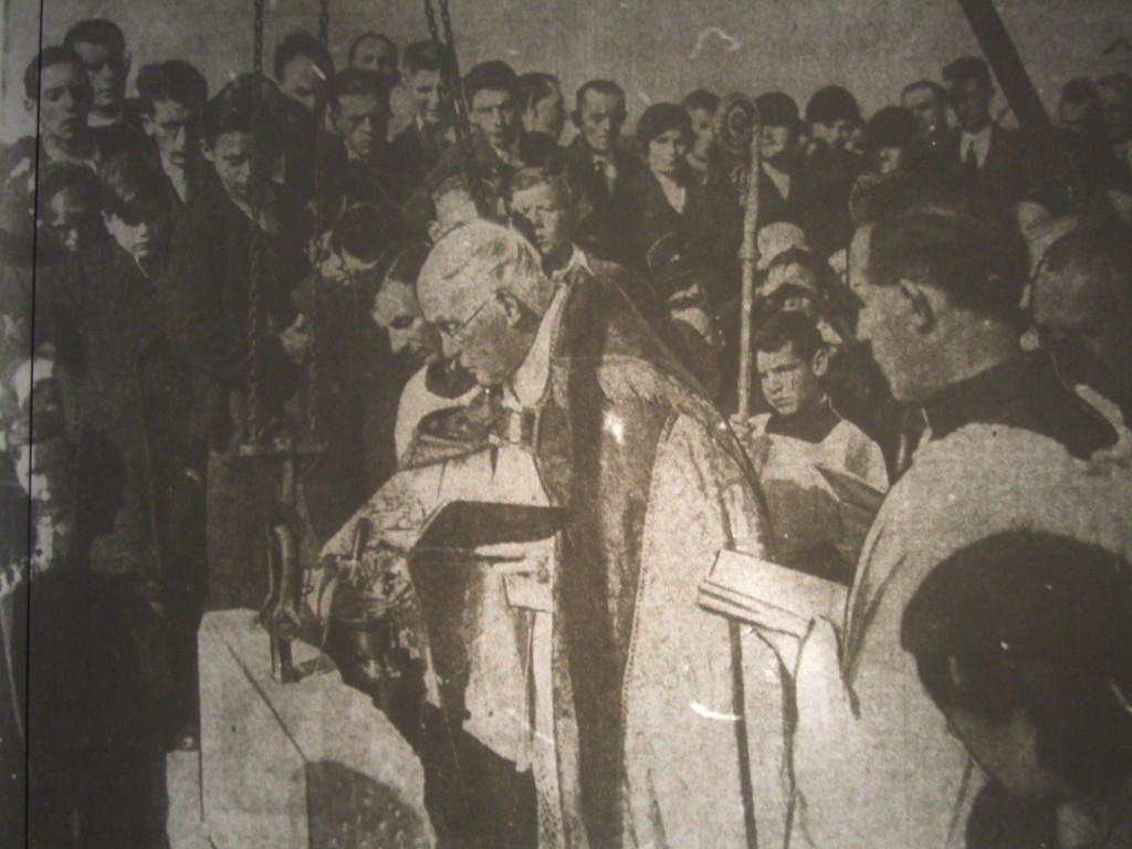 Bishop Daniel Cohalan blessing the foundation stone, Our Lady of Lourdes Church, Ballinlough, 6 October 1935