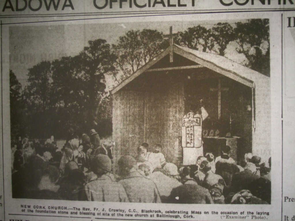 Laying of the foundation stone, Our Lady of Lourdes Church, Ballinlough, 6 October 1935