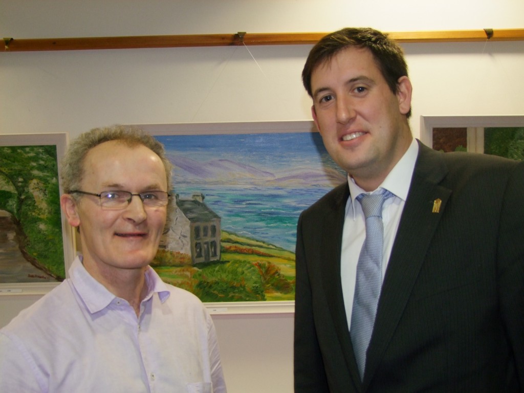 Daithi O hAodha & Kieran McCarthy at the launch of Daithi's art exhibition at Bishopstown Library, 11 December 2010