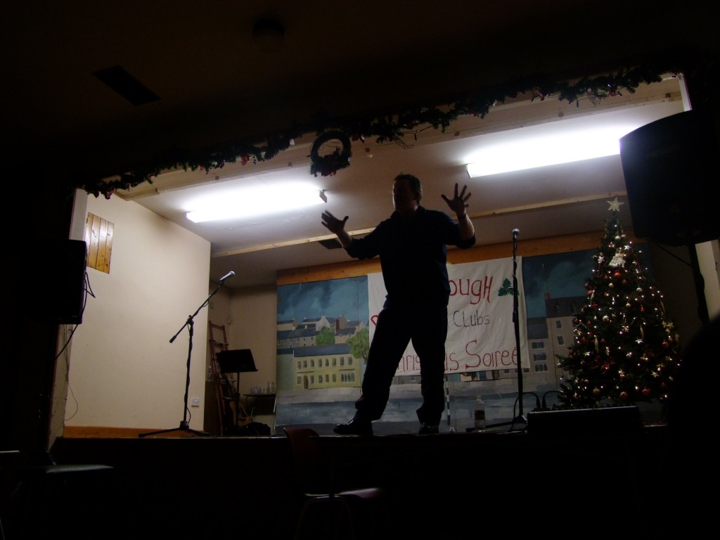 Ballinlough Youth Clubs, Community Centre, storyteller Diarmuid O'Drisceoil at the Christmas Soiree, 12 December 2010