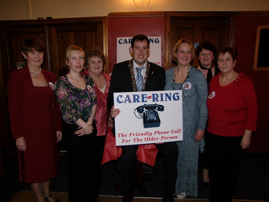 Deputising for the Lord Mayor, Cllr Kieran McCarthy with volunteers of Care Ring Douglas, 7 February 2011