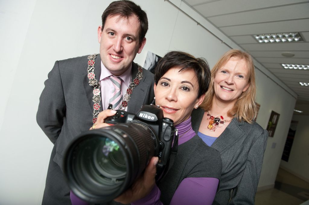 Kieran, Alicia Kerber and Prof. Nuala Finneran of the Hispanic Department at the launch in UCC of Ruben Ochoa's work