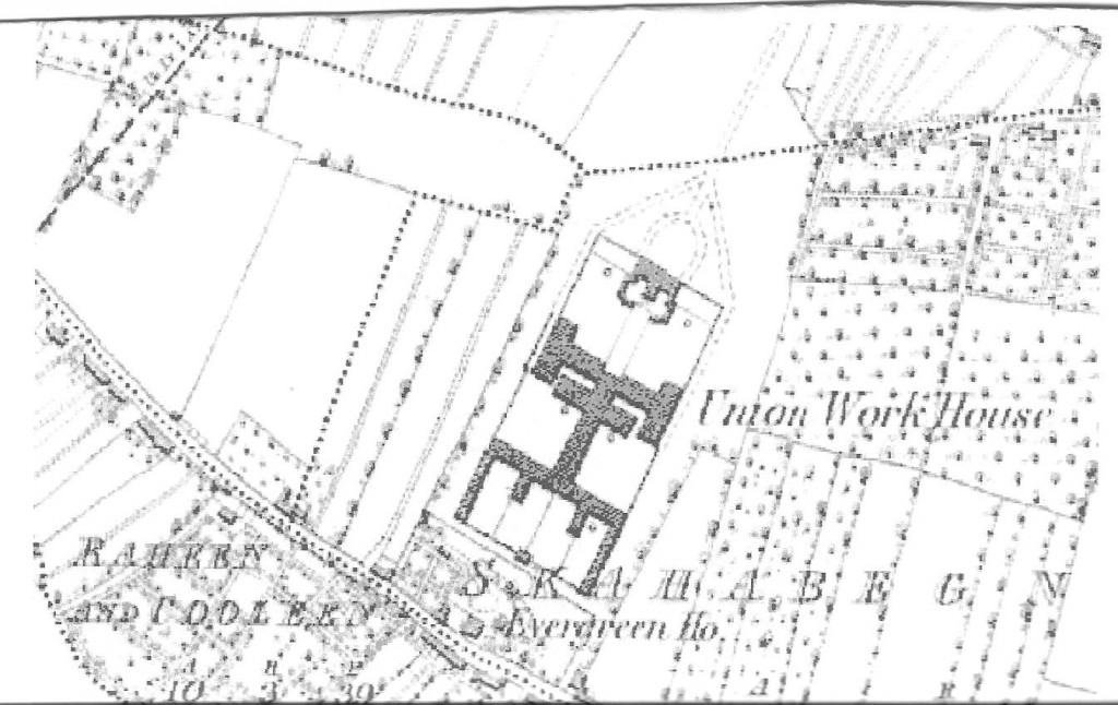 586b. Section of Ordnance Survey Map, c.1846 showing the Union Workhouse, Douglas Road, Cork