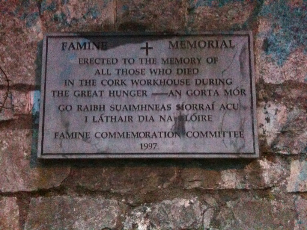 Plaque remembering the Cork Union Workhouse on the exterior boundary wall of St. Finbarr's Hospital, April 2011