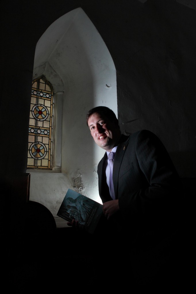 Kieran McCarthy at the launch of his book Royal Cork Institution, Pioneer of Education, at the Unitarian Church, Princes Street, Cork, photo by Darragh Kane, 12 April 2011