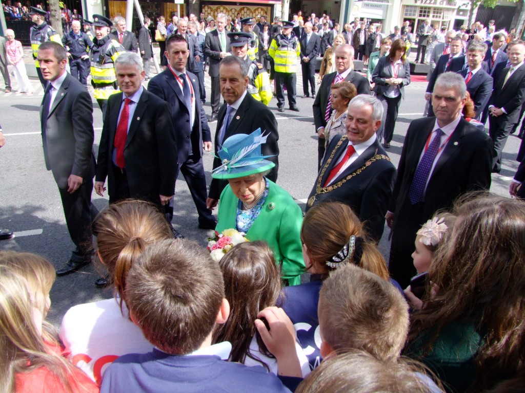 Queen Elizabeth II, post English Market visit on the Grand Parade, Cork, 20 May 2011