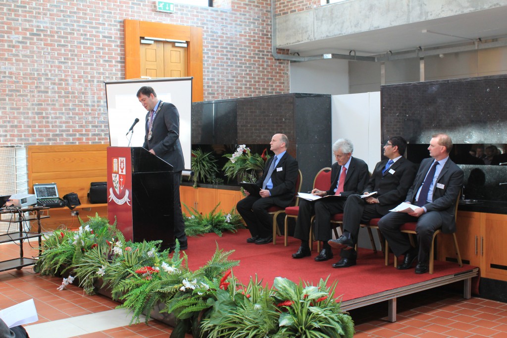 Cllr Kieran McCarthy speaking at the launch of the Munster Chapter of the Ireland-India Council, CIT, 15 June 2011