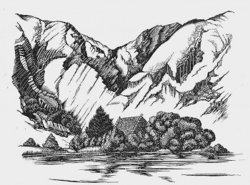 618a Sketch of Gougane Barra by Robert Gibbings