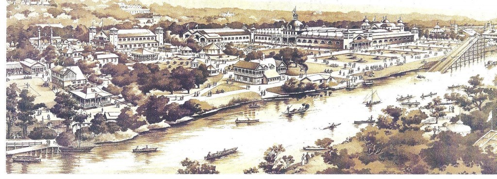 625b. Illustration of the central grounds of the Cork International Exhibition, 1902