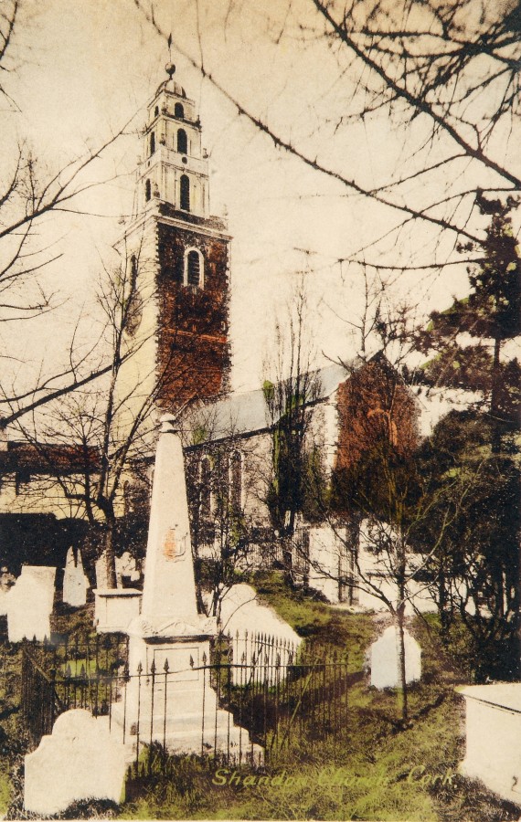 863a. Postcard of St Anne's Church, Shandon graveyard, c.1910