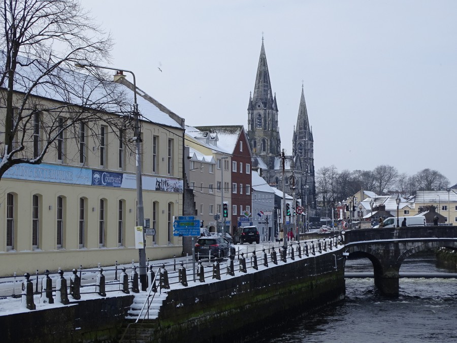 St Finbarre's Cathedral, Snow on the ground, Cork City 1 March 2018