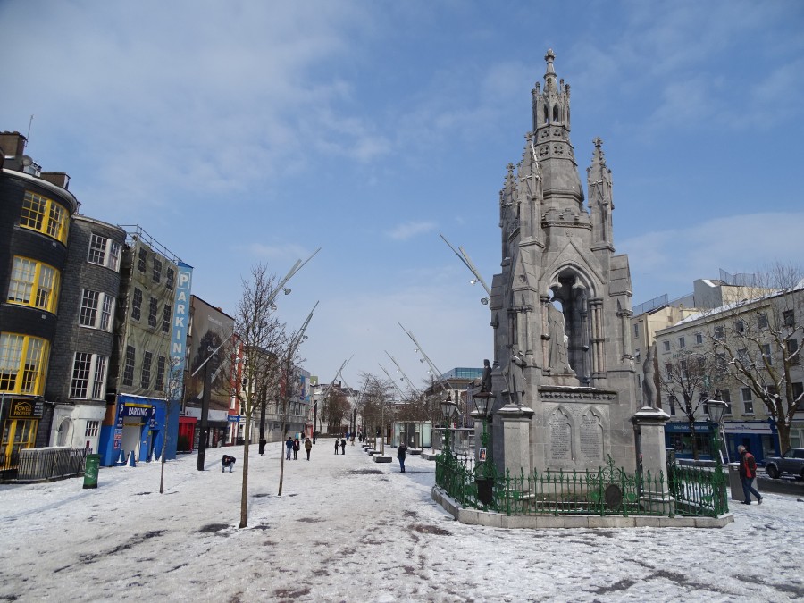 National Monument and Grand Parade, Snow on the ground, Cork City 1 March 2018