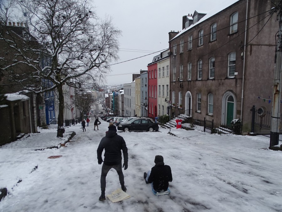 Snow atop St Patrick's Hill, Cork City, 2 March 2018
