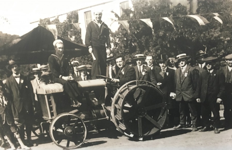 1020a. Lord Mayor William F O’Connor on the first Fordson tractor produced in the Cork Plant, 3 July 1919 (source Cork City Library).