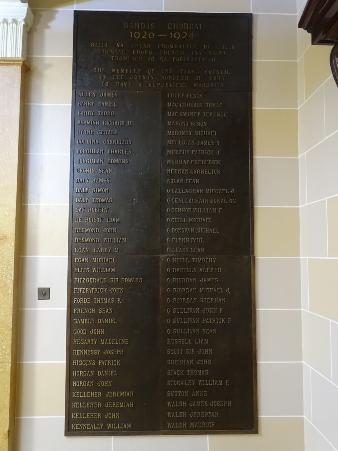 1031a. Roll of Honour, Members of the First Council to have a Republican Majority in the City Borough of Cork, 1920-1924