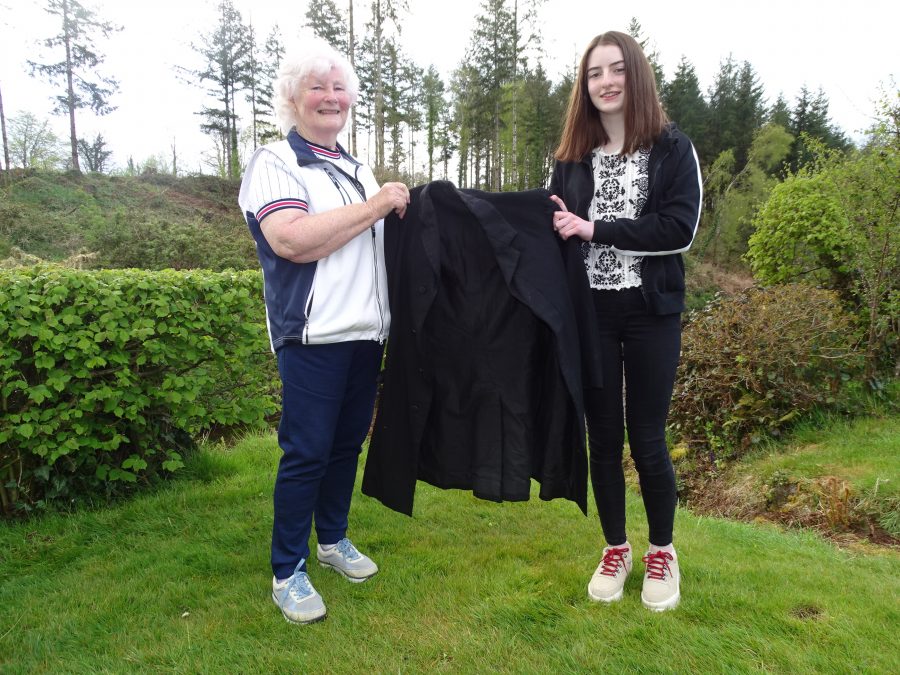 1099b. Mary Healy (nee O’Brien) and Mary O'Brien with Fr James O'Callaghan's priest jacket, present day (picture: Kieran McCarthy).