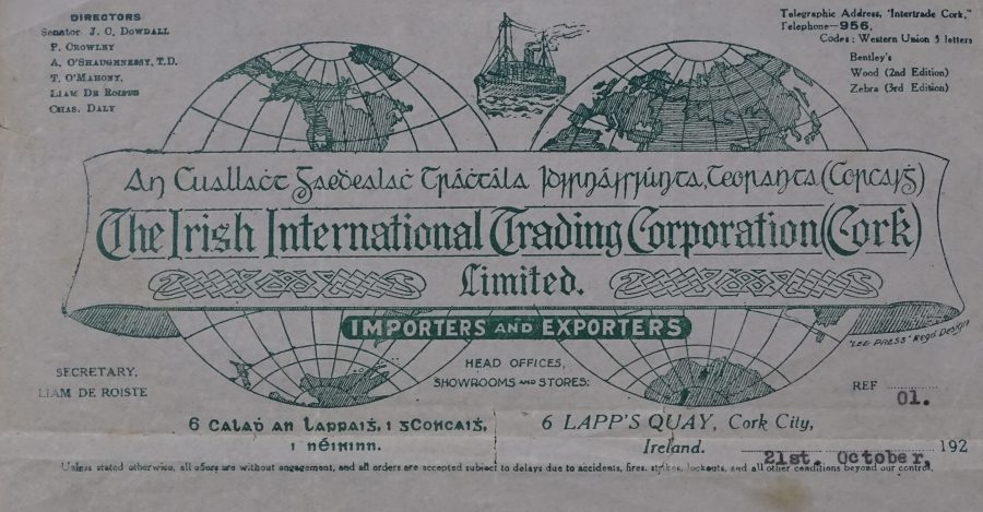 1101b. Letter head for Irish International Trading Corporation (Cork), 1927 (source: Company Archives) 