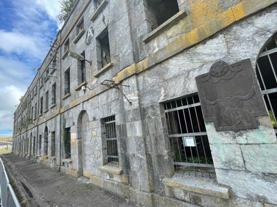 1115a. Former nineteenth century prison block, which held internees on Spike Island in 1921, which includes a memorial to shot internee Patrick White, present day (picture: Kieran McCarthy).