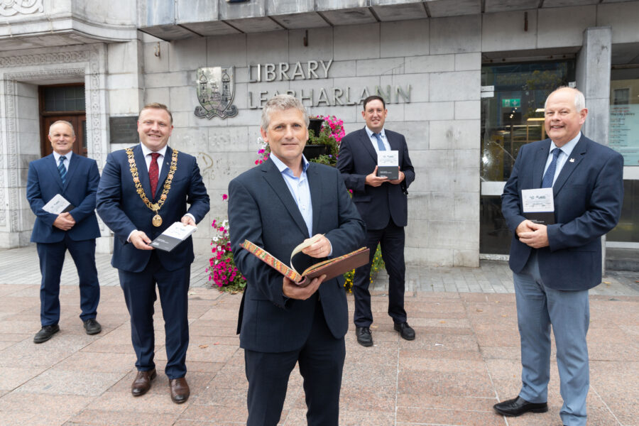 DKANE 19/08/2021 REPRO FREE As Irish International Trading Corporation (IITC) marks a centenary of business, the company has presented Cork City Library with an extensive collection of archive materials charting the history of the business. Pictured at the opening of a public exhibition in Cork City Library are Joe Healy, Company Secretary, IITC, the Lord Mayor of Cork, Cllr Colm Kelleher, David Heffernan, Managing Director, IITC, Cllr Kieran McCarthy and Cork City Librarian David OÕBrien. The company was founded by a collective of Cork business families at the Grand Parade in Cork in 1920. The founders were motivated by a desire to support commercial and industrial development in a new emerging Ireland. The exhibition is free and open to the public until September 17th. PIC Darragh Kane