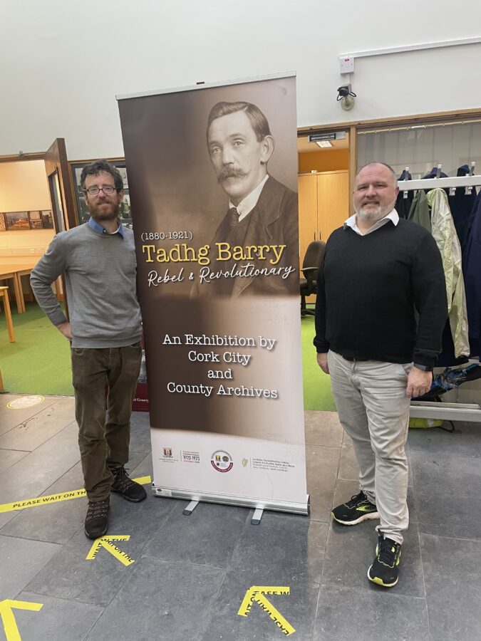 1127b. Archivists Timothy O'Connor and Brian Magee at the launch of the Tadhg Barry exhibition at the Cork City and County Archives, Blackpool, November 2021  (picture: Kieran McCarthy) 