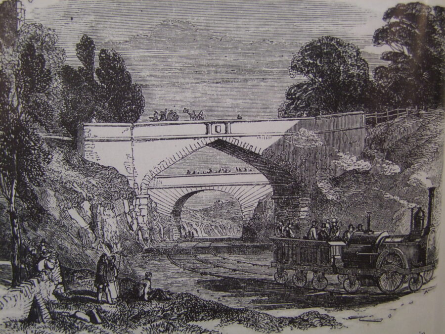 Test running the first locomotive on 25 May 1850, as depicted in the Illustrated London News, 25 May 1850