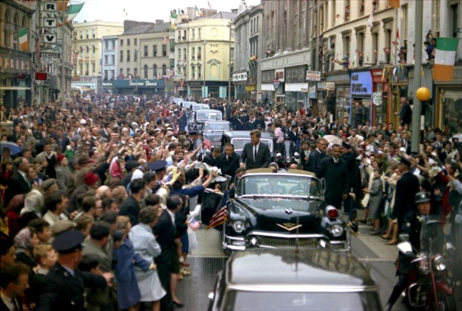 John F Kennedy’s Motorcade travels through St Patrick’s Street, Cork, 28 June 1963 (source: Library of Congress, USA)