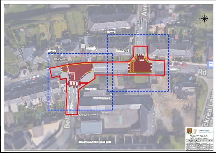 Proposals for Road Safety Improvements at Ballinlough Road, Wallace’s Avenue and Bellair Estate Junctions, 4 August 2022 (image: Cork City Council)