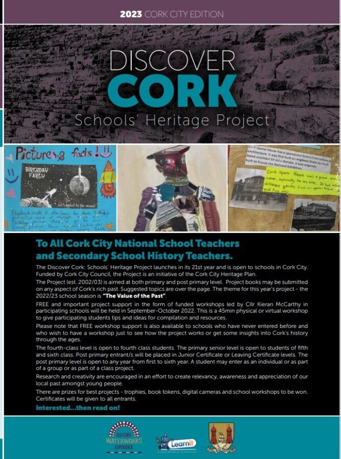 1168a. Front cover of 2022-2023 brochure for Discover Cork Schools’ Heritage Project.