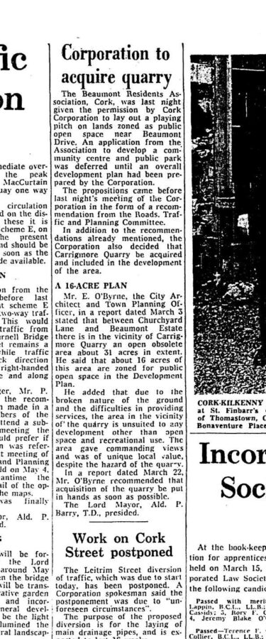 Creating Beaumont Park, 1971 from the Cork Examiner 14 April 1971, Page 13
