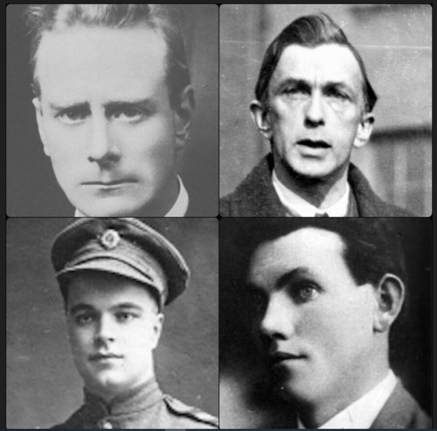 1181b. Liam Mellows, Rory O’Connor, Joe McKelvey & Richard Barrett (source: Cork City Library).