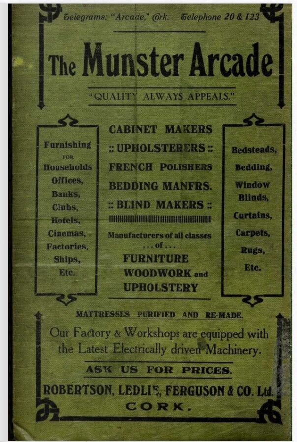 1190a. Advertisement for Munster Arcade, Cork, 1925, from Guy's Directory of Cork (source: Cork City Library).