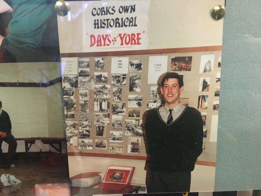 Kieran and his fifth year local history project, Colaiste Chriost Ri, 1993