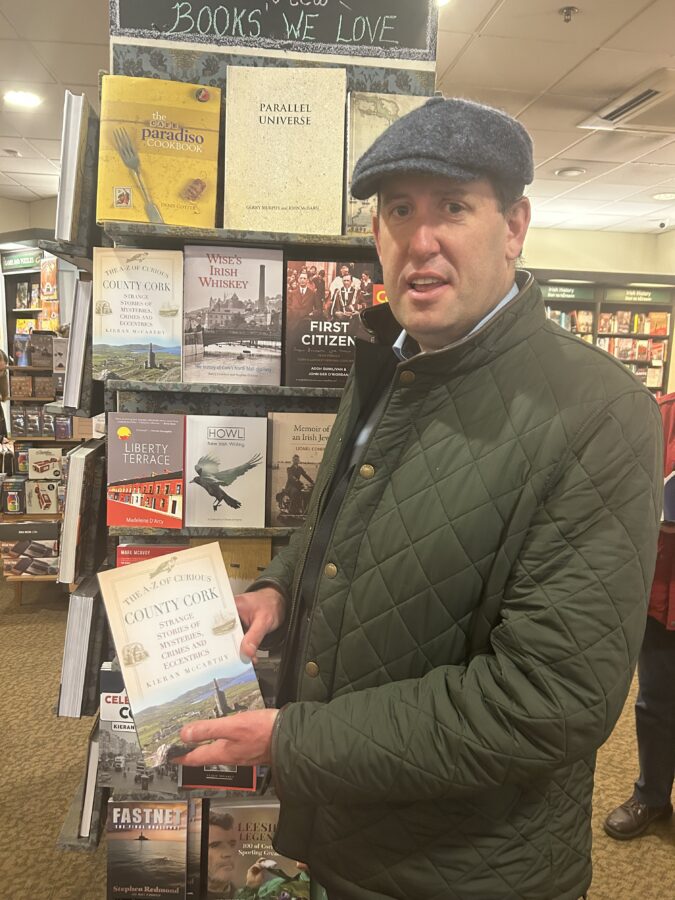 1231a. Kieran with The A-Z of Curious County Cork, Waterstones, St Patrick's Street, Cork.