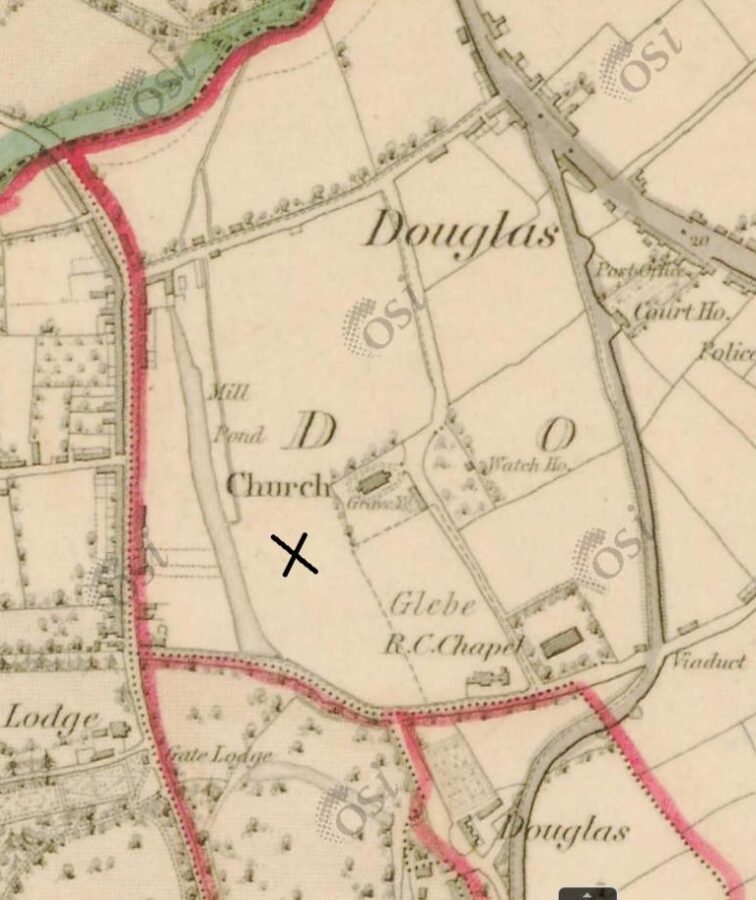 Douglas Community Park was a former mill pond for local industry, OSI  c.1840 (source: OSI)
