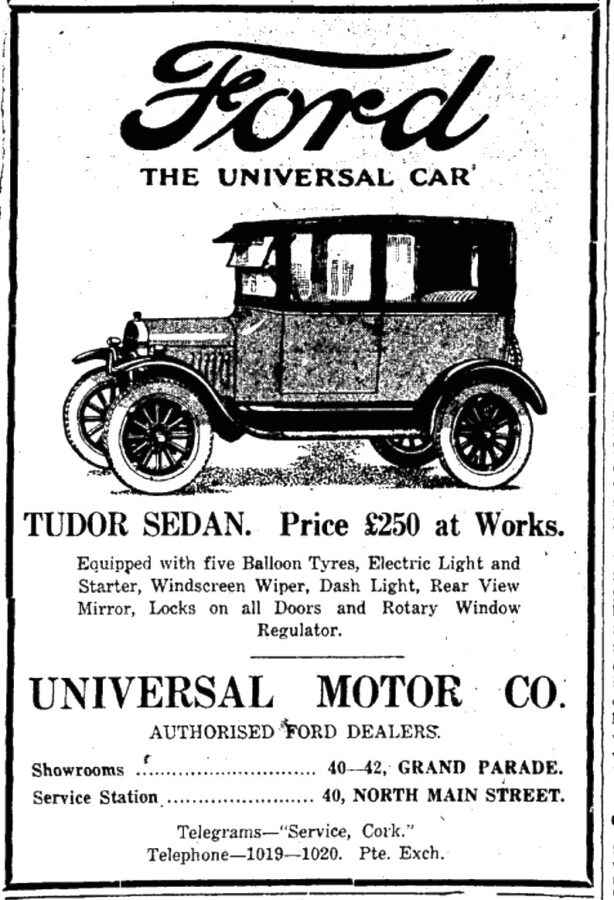 1241a. Advertisement for Universal Motor Company. 1924 (source: Cork City Library).