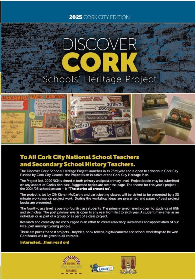 1269a. Front cover of brochure for the Discover Cork Schools Heritage Project 2024-25 school season.