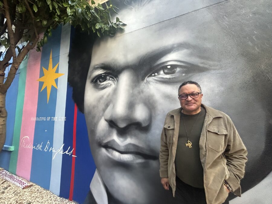 1254a. Kenneth B Morris, Junior, the great-great-great grandson of Frederick Douglass at the new Frederick Douglass Princes Street mural (picture: Kieran McCarthy).