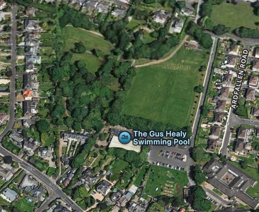 Aerial view of Japanese Gardens, Ballinlough. present day (picture: Google Maps)